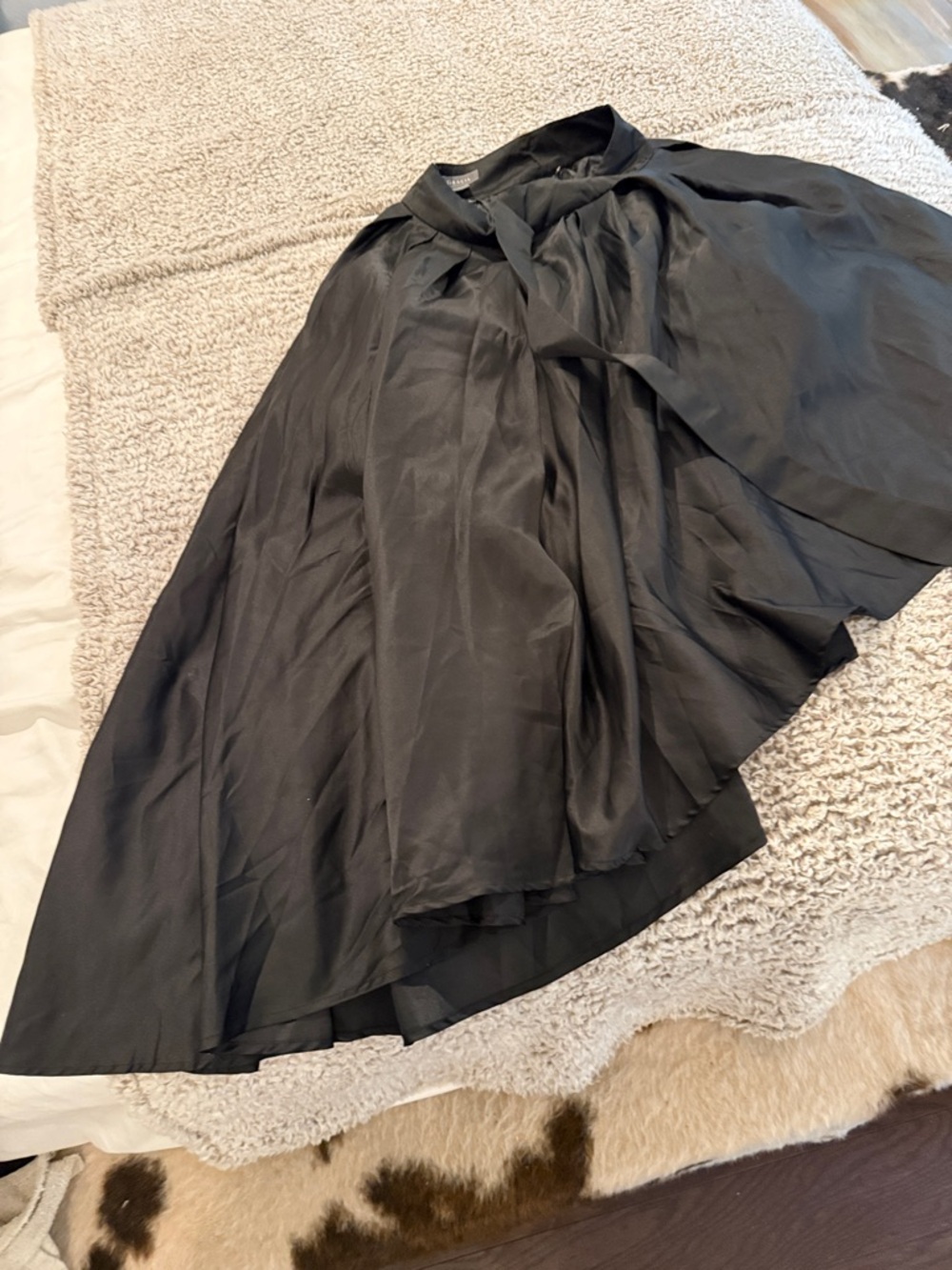 Gracia Black Women's Midi Skirt with Tie Waist